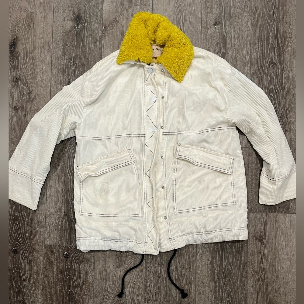 Free People We The Free Lust for Life Corduroy Jacket Faux-Fur Trim